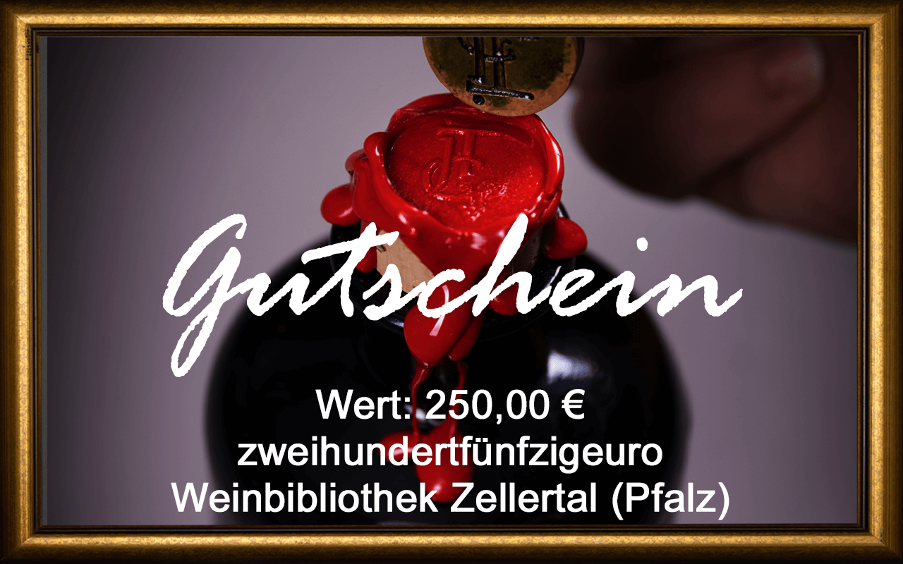 Wein-Gutschein 250,00 € Weinbibliothek Zellertal (Pfalz) Sommelier Jürgen Tullius