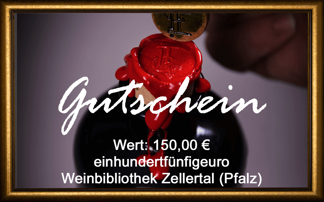 Wein-Gutschein 150,00 € Weinbibliothek Zellertal (Pfalz) Sommelier Jürgen Tullius