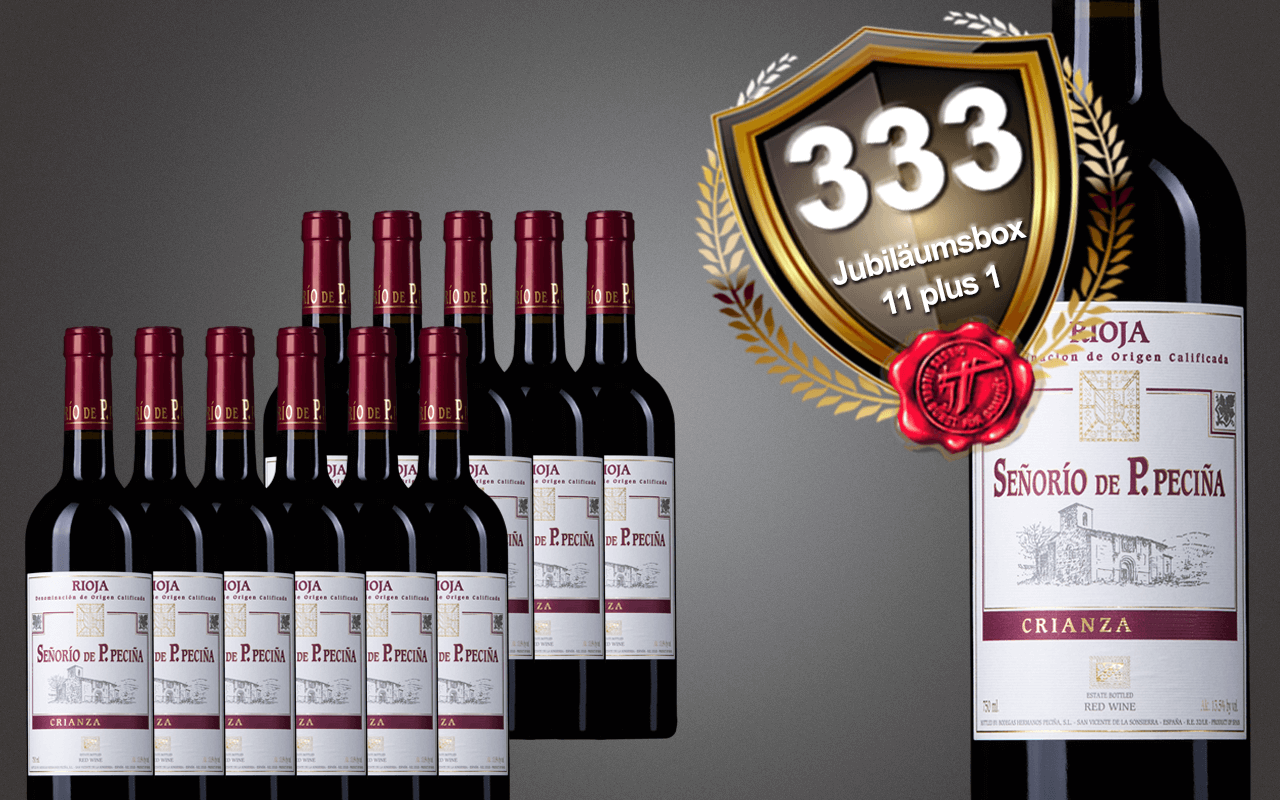 Sparbox "11 plus 1" mit dem besten Crianza Spaniens (Rioja) zum 333-jährigen Jubiläum
