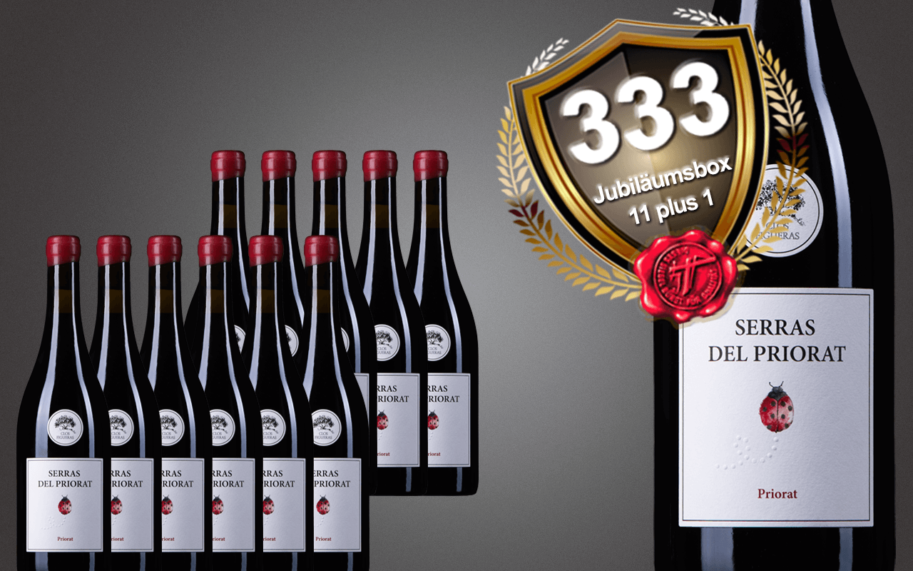 Sparbox "11 plus 1" mit Spitzenrotwein aus dem Priorat zum 333-jährigen Jubiläum