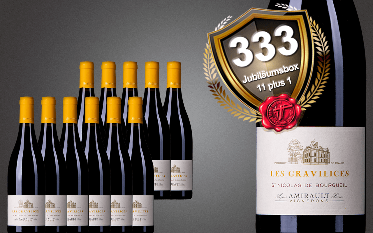 Sparbox "11 plus 1" mit Demeter Cabernet Franc, Loire zum 333-jährigen Jubiläum