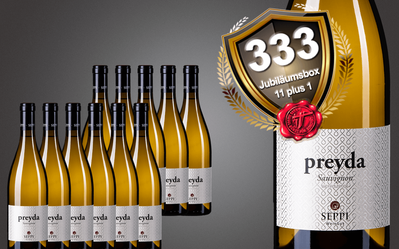 Sparbox "11 plus 1" mit Sauvignon Blanc, Demeter, Südtirol zum 333-jährigen Jubiläum