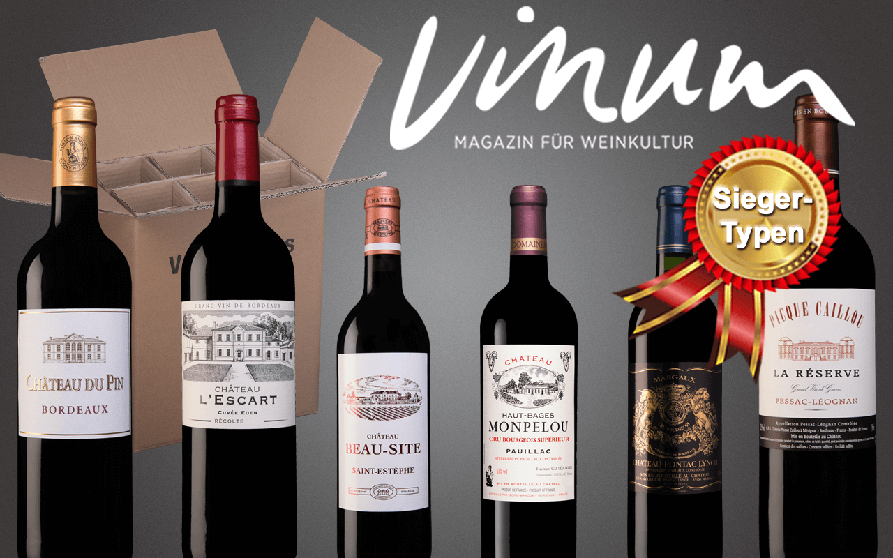 Probierbox 6er "VINUM Siegertypen" top bewertete, klassische Einstiegs-Rotweine (Abholpreis) 