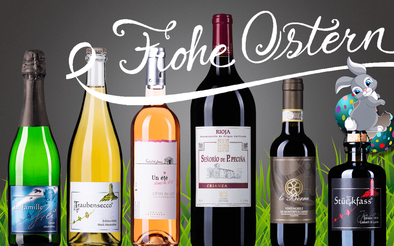 Geschenk-Probierbox "Ostern" feine 6er Europa-Kollektion von der Weinbibliothek Zellertal