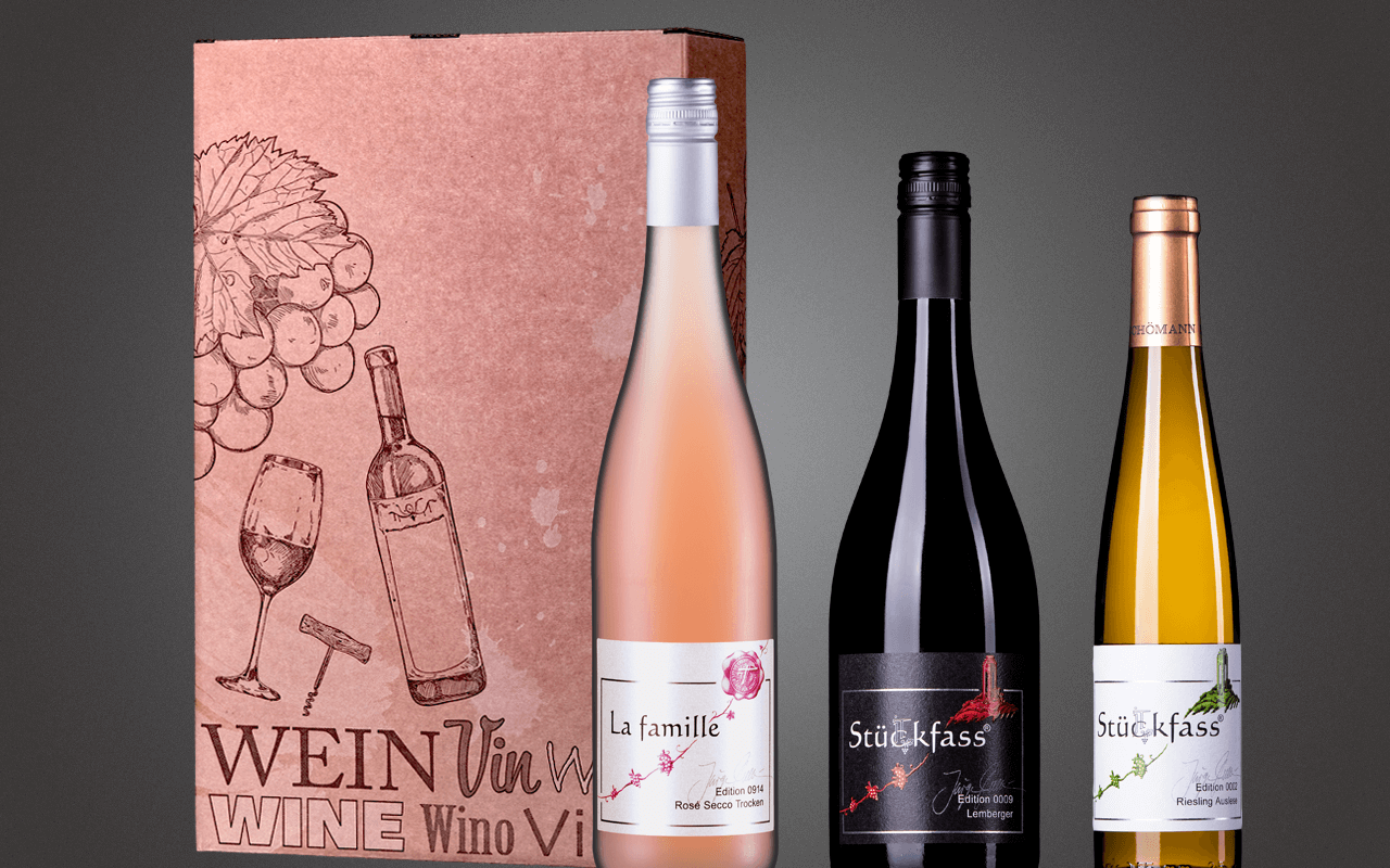 JTC 3er Karton "Secco Rosé trifft Bio Lemberger und Demeter Auslese" - Präsent zum Abholpreis