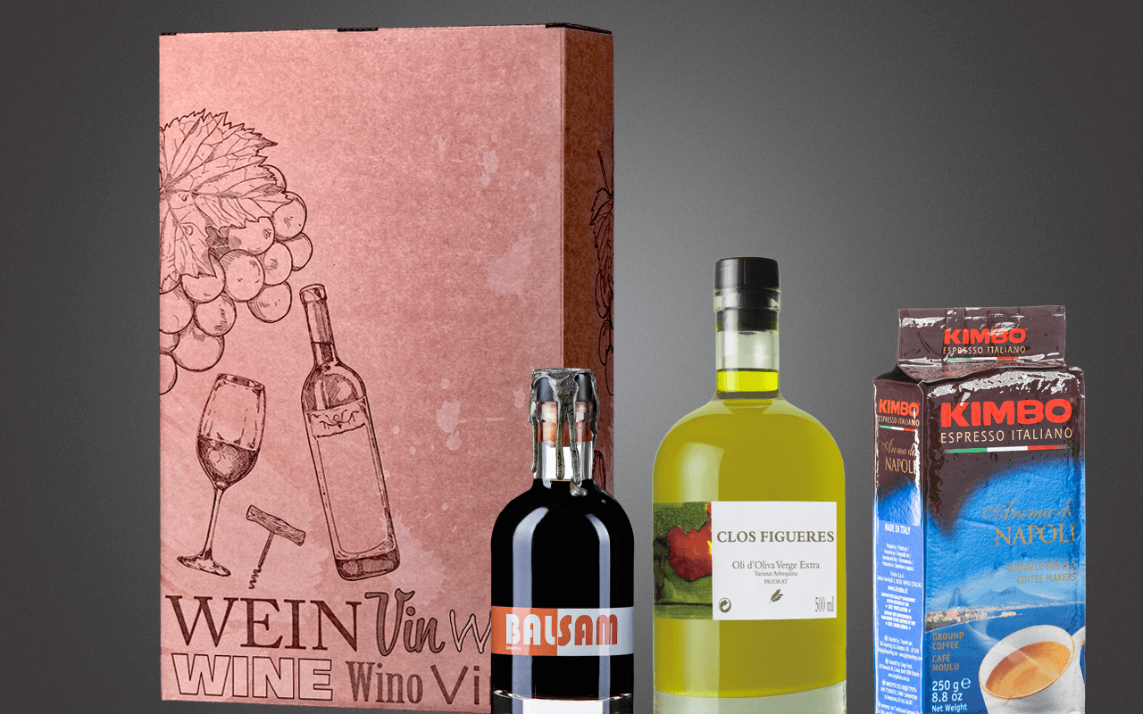 JTC 3er Karton "Sommelier's Leckereien mit Balsamessig, Olivenöl und Espresso" - Präsent zum Abholpreis JTC 3er Karton "Sommelier's Leckereien mit Balsamessig, Olivenöl und Espresso" - Präsent zum Abholpreis