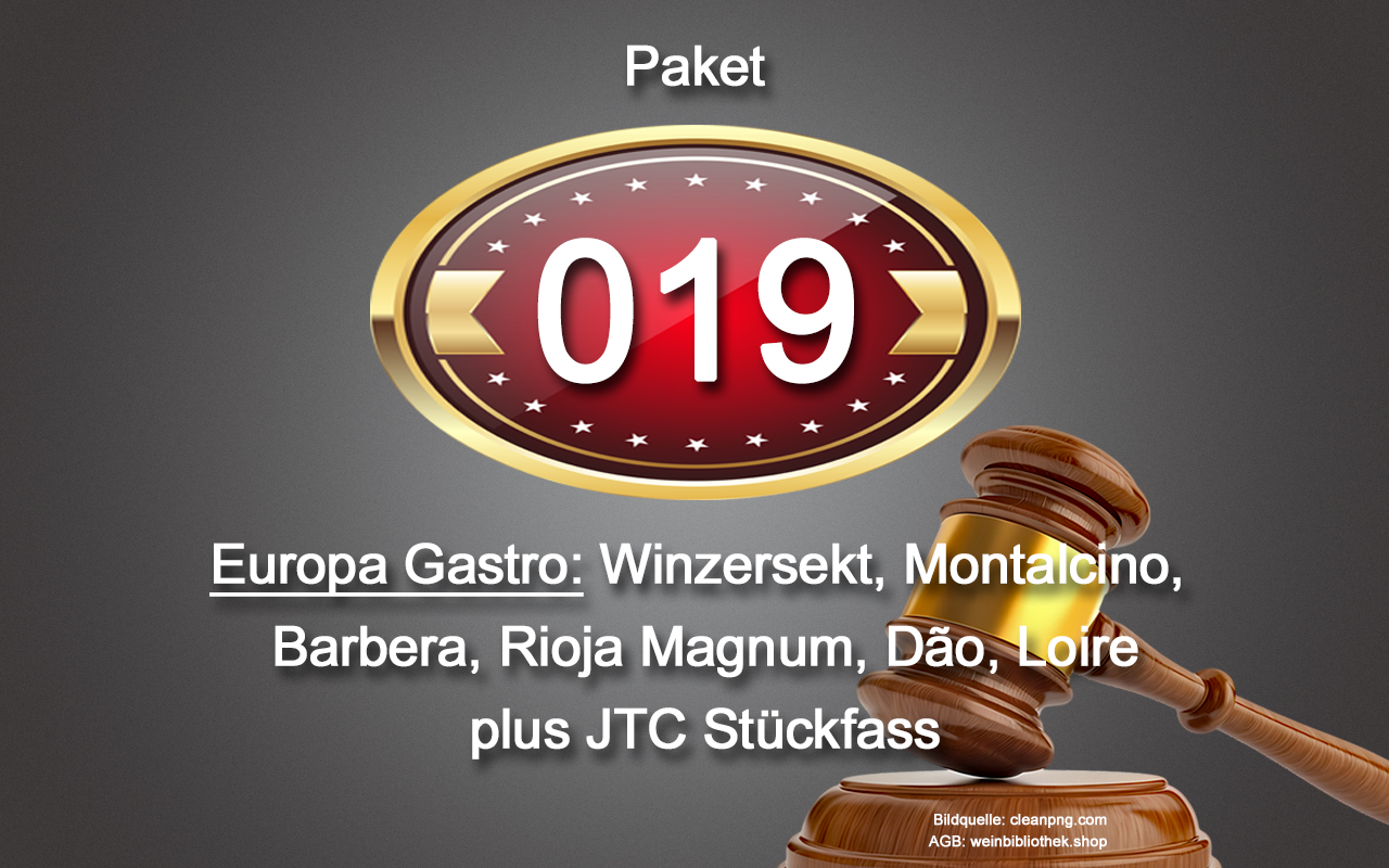 0019 AUKTION Europa Gastro-Paket: Winzersekt, Montalcino, Barbera, Rioja Magnum, Dao, Loire, JTC Stückfass