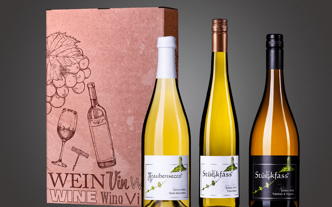 JTC 3er Karton "Traminer trifft Pinot Blanc und Traubensecco" - Präsent zum Abholpreis