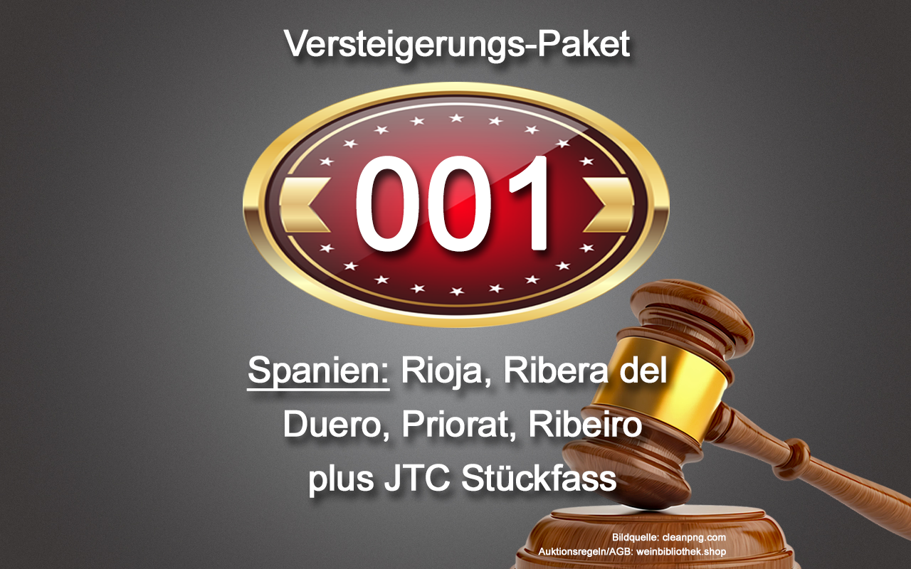 0001 AUKTION Spanien-Paket: Rioja, Ribera del Duero, Priorat, Ribeiro, JTC Stückfass