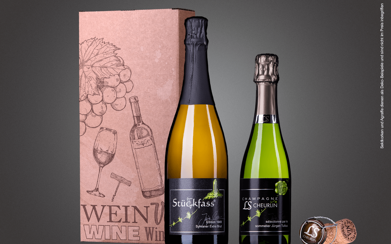 JTC 2er Karton "Sylvaner Sekt Zellertal trifft Champagner" als Präsent verpackt (Abholpreis) JTC 2er Karton "Sylvaner Sekt Zellertal trifft Champagner" als Präsent verpackt (Abholpreis)