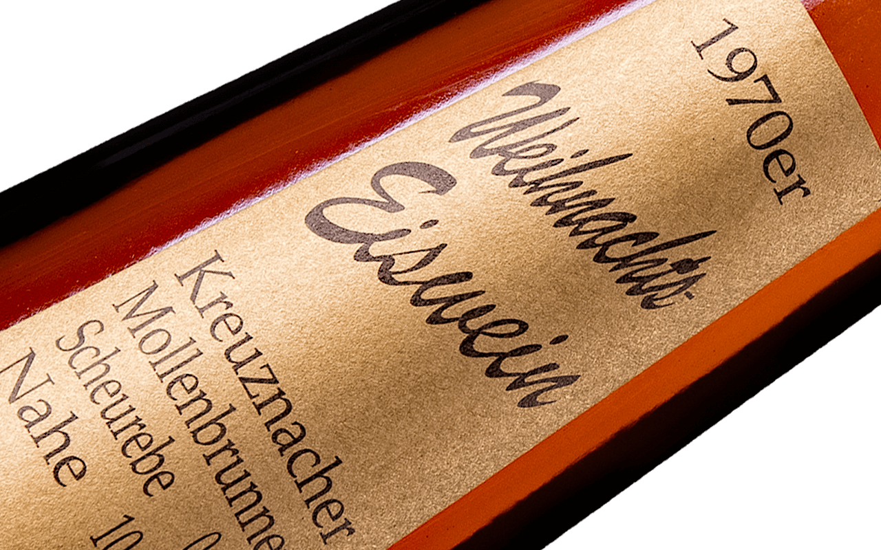 Schatzkammer 1970 Kreuznacher Mollenbrunnen Scheurebe Weihnachts-Eiswein - Rarität Nahe, Deutschland Schatzkammer 1970 Kreuznacher Mollenbrunnen Scheurebe Weihnachts-Eiswein - Rarität Nahe, Deutschland