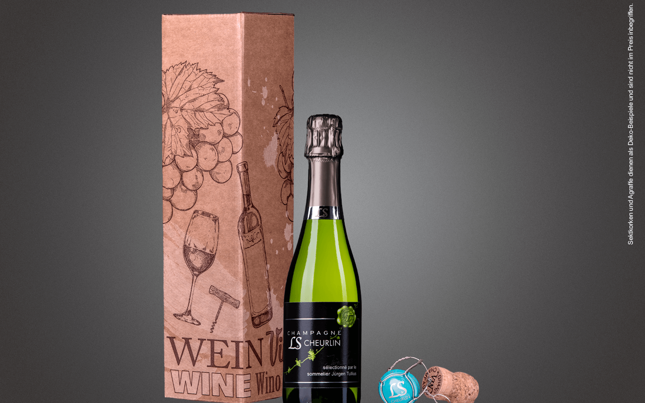 JTC 1er Karton "Kleine Champagner-Flasche Weiß" als Präsent verpackt (Abholpreis Vinothek)