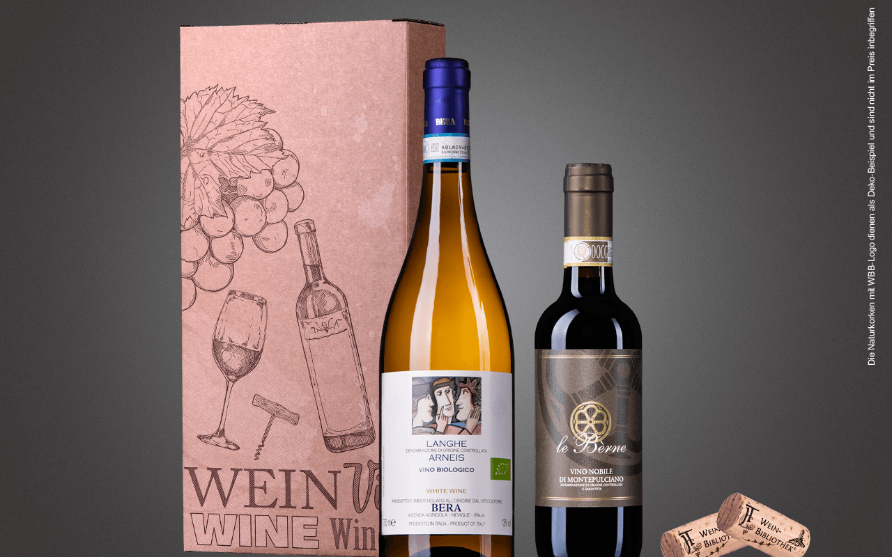 JTC 2er Karton "Piemont schmeichelt Montepulciano" als Präsent verpackt (Abholpreis) JTC 2er Karton "Piemont schmeichelt Montepulciano" als Präsent verpackt (Abholpreis)